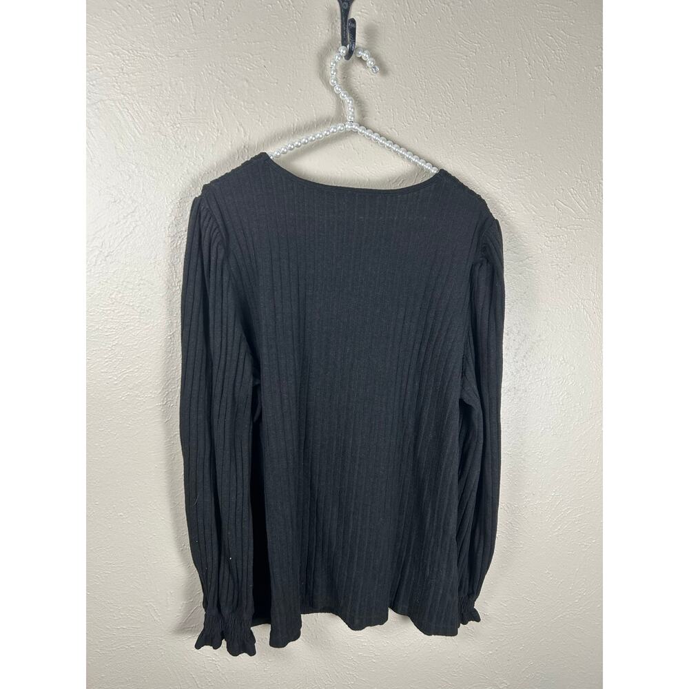 Classic Basic Black Long Sleeve Shirt Women's Size 3XL Whimsy Ribbed Capsule Top - Picture 9 of 9